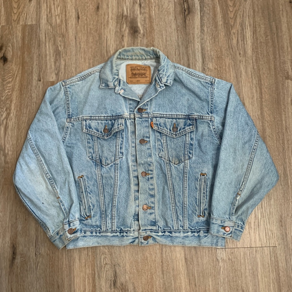 Vintage 1990s Levi's 57510 orange tab denim trucker jacket - large